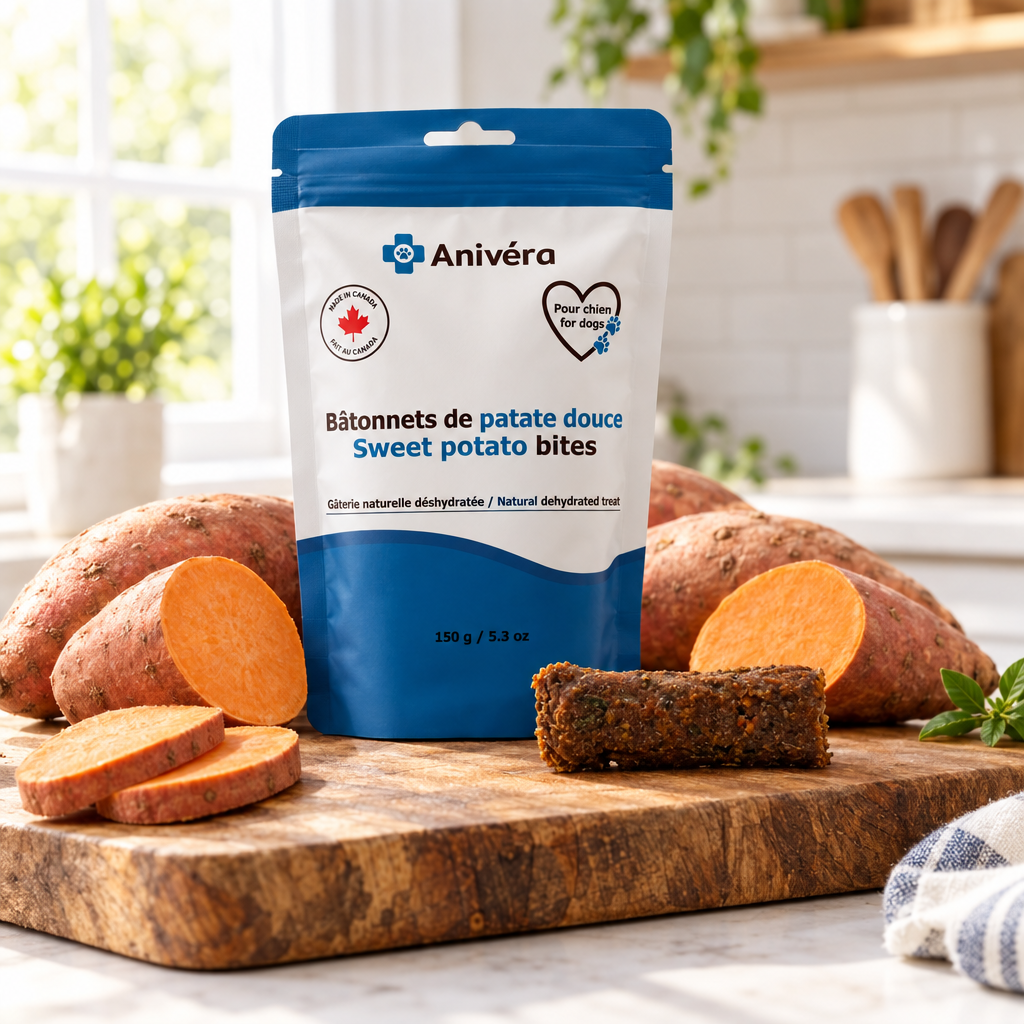 Bâtonnets de patate douce : l'emballage et la gâterie / Sweet potato bites: package and treat