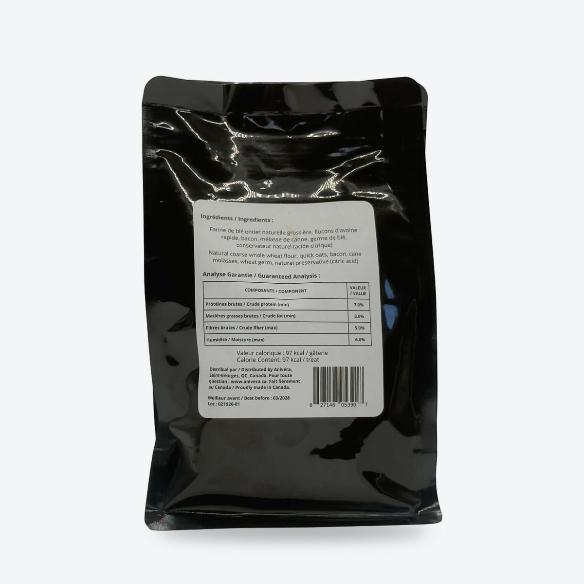 Biscuit au bacon, grand format 300 g : emballage, face arrière