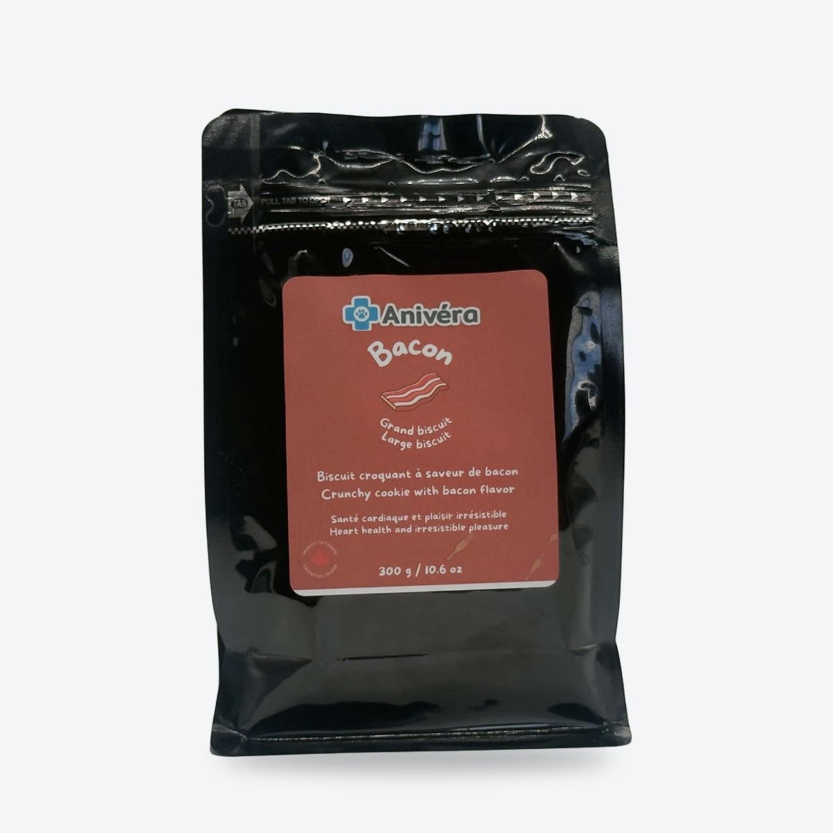 Biscuit au bacon, grand format 300 g : emballage, face avant
