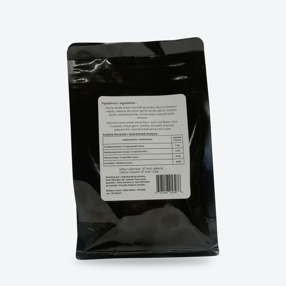 Biscuit à la menthe, grand format 300 g : emballage, face arrière