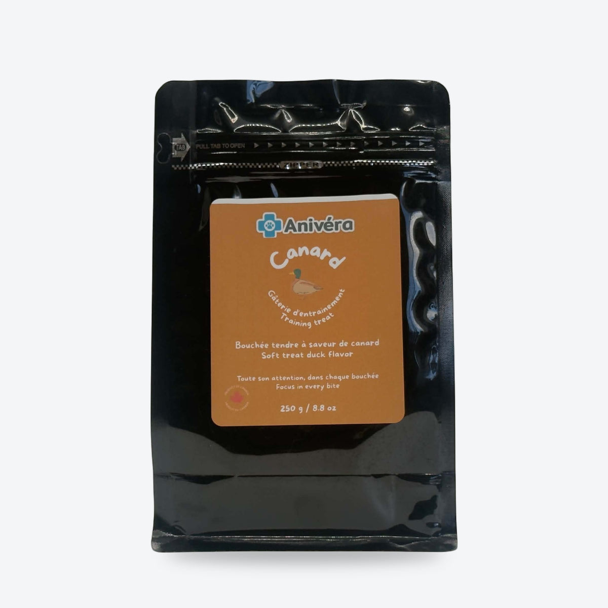 Duck training treat: bag, front