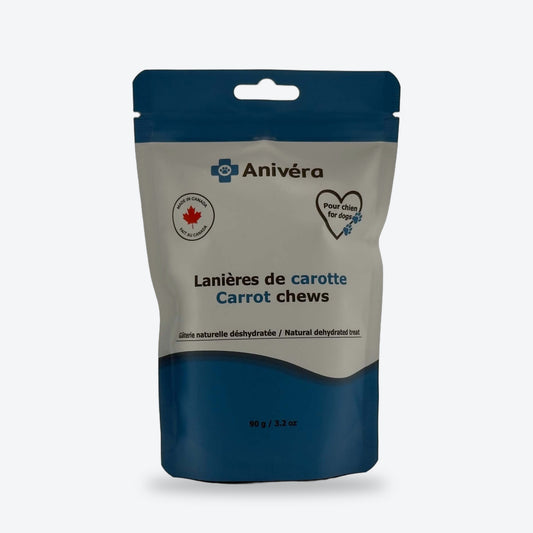 Lanières de carotte : emballage, face avant / Carrot chews: bag, front