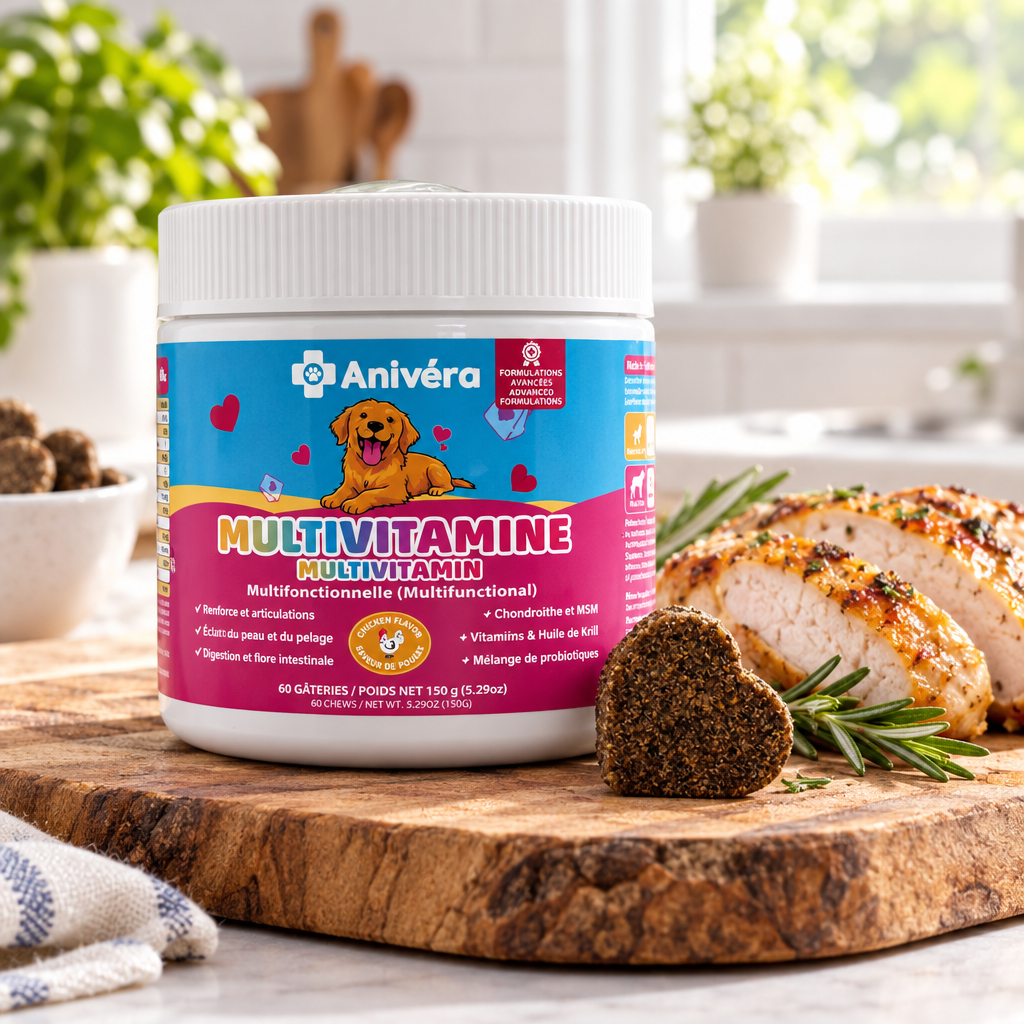 Gâterie multivitamine : l'emballage et la gâterie